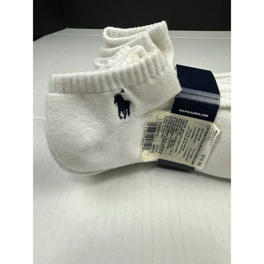 Vintage Ralph Lauren Polo Women's 6-Pack Cushion Quarter Socks White Sz 4-10.5